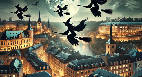 Des sorcières sur leurs balais au dessus de Luxembourg Ville